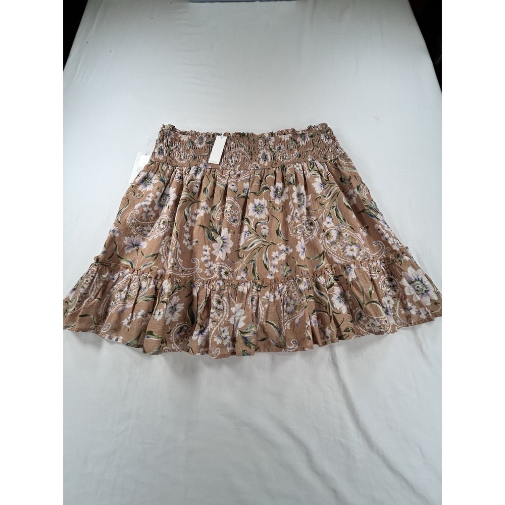 NEW Jessica Simpson Adeline Skirt L Camel Orange Paisley Floral Print Lined $60 - Picture 7 of 9